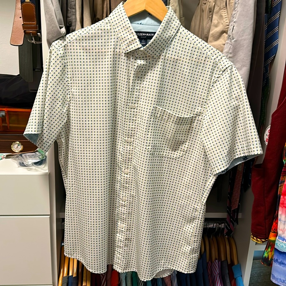 Mizzen and Main Leeward Trim Men's white Polka Dot Shirt